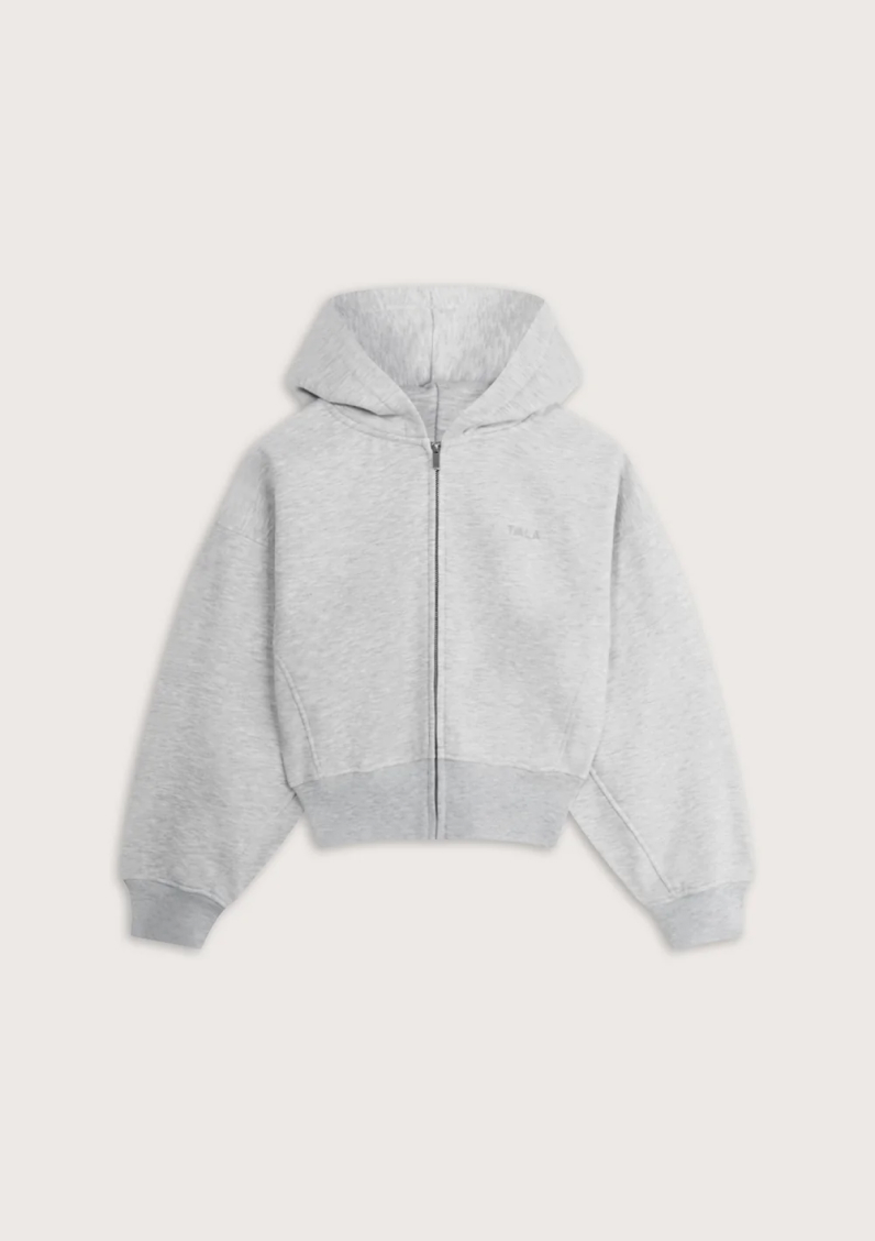Cocoon Zip Through Hoodie - Grey Marl