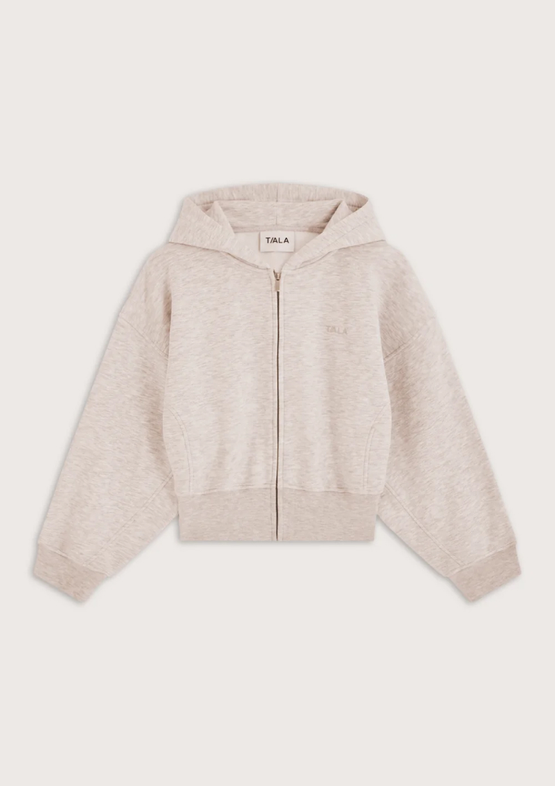 Cocoon Zip Through Hoodie - Oat Marl