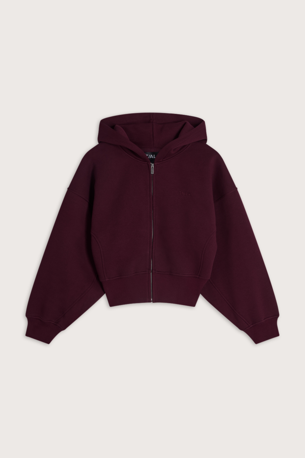Cocoon Zip Through Hoodie - Deep Burgundy