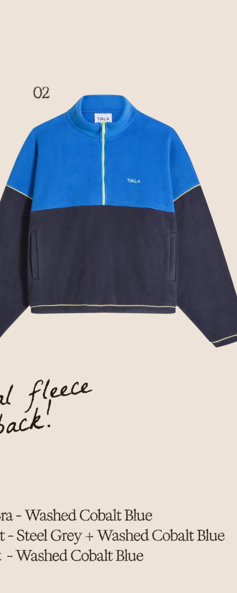 1/4 Zip Fleece Jacket - Steel Grey / Cobalt Blue