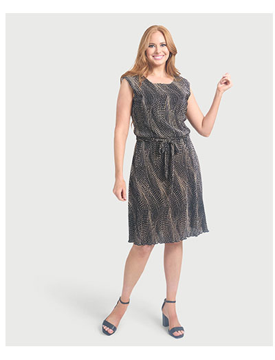 Lindsay Camel Mosaic Print Dress