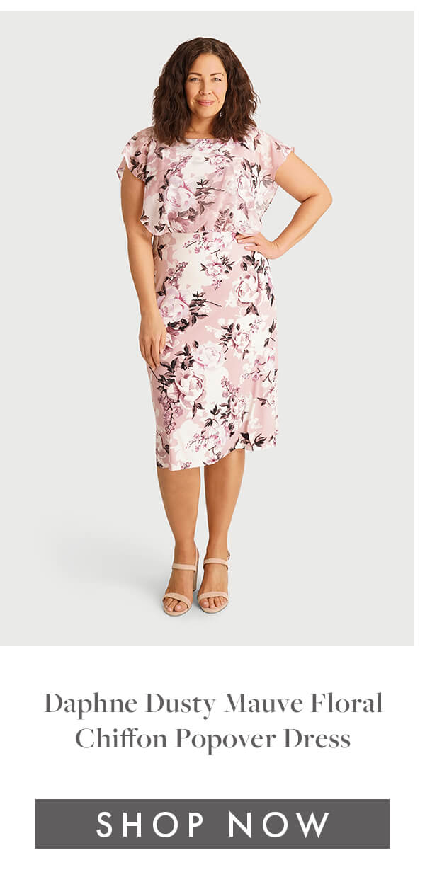 Daphne Dusty Mauve Floral Chiffon Popover Dress