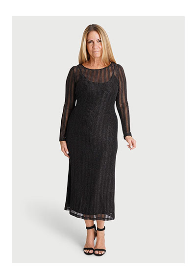 Tilda Black Metallic Midi Dress