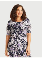 Lisa Lavender Floral Faux Wrap Dress