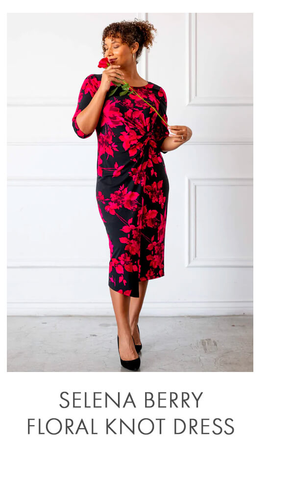 SELENA BERRY FLORAL KNOT DRESS