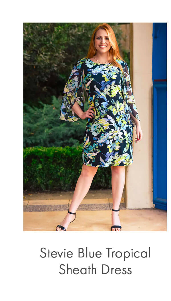 Stevie Blue Tropical Sheath Dress