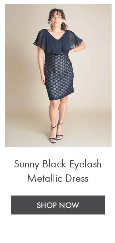 SUNNY BLACK EYELASH METALLIC DRESS SHOP NOW