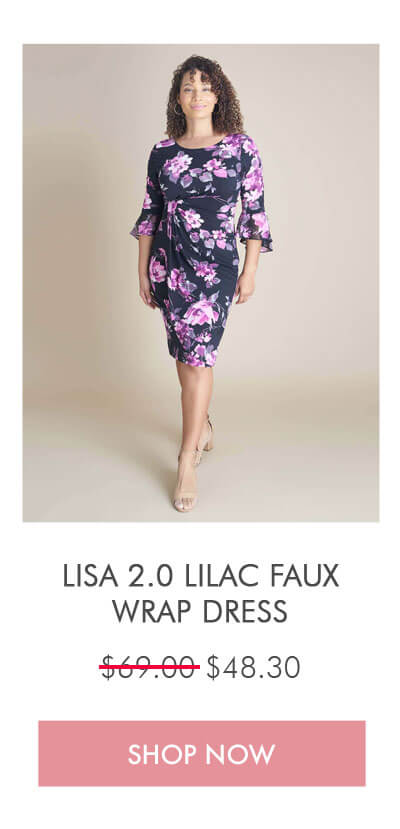 LISA 2.0 LILAC FAUX WRAP DRESS $69.00 $48.30 SHOP NOW