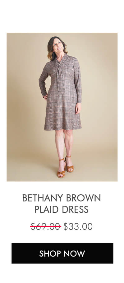 BETHANY BROWN PLAID DRESS SHOP NOW