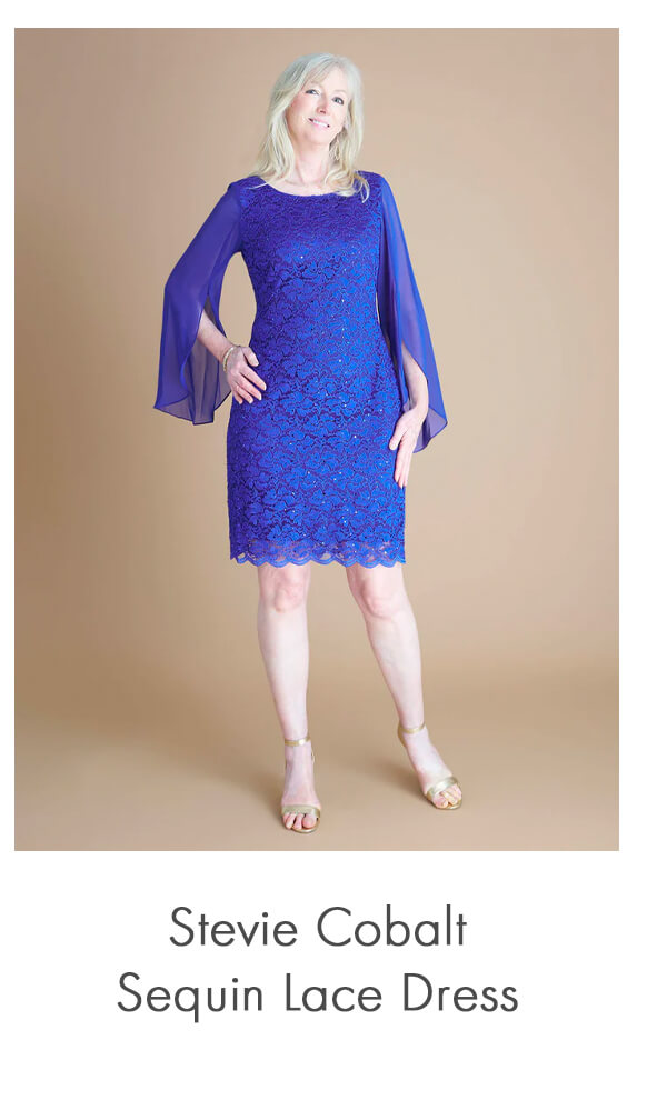 Stevie Cobalt Sequin Lace Dress