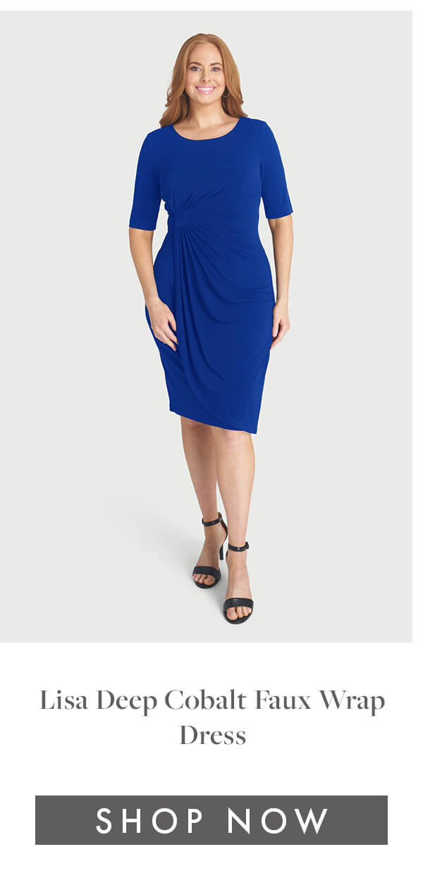 Lisa Deep Cobalt Faux Wrap Dress