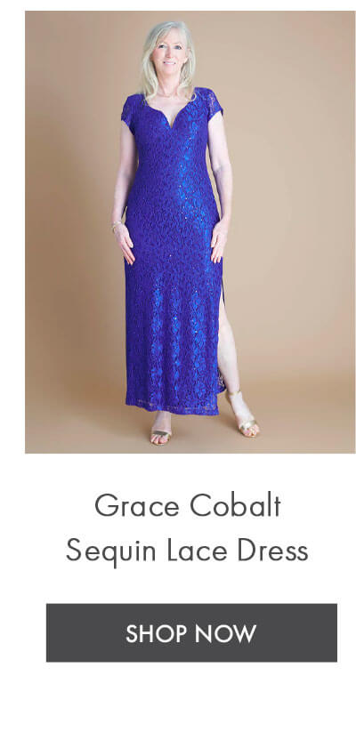 GRACE COBALT SEQUIN LACE DRESS SHOP NOW