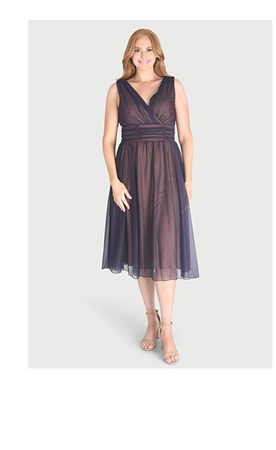 Cora Eggplant Sleeveless A-Line Midi Dress