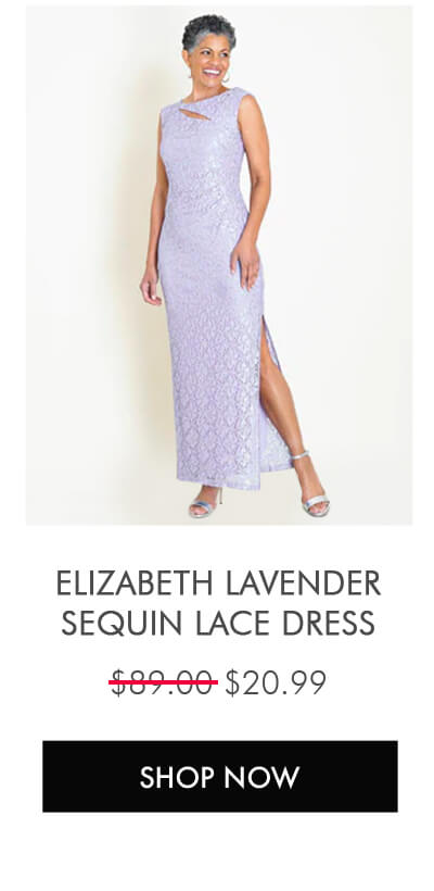 ELIZABETH LAVENDER SEQUIN LACE FLOOR LENGTH DRESS SHOP NOW