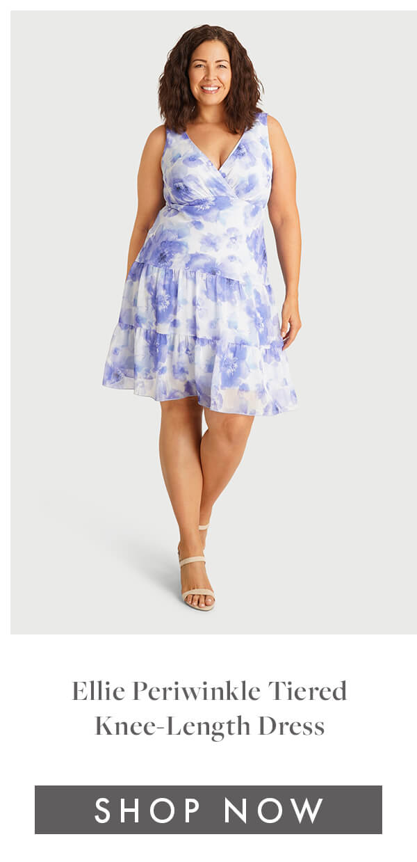 Ellie Periwinkle Tiered Knee-Length Dress