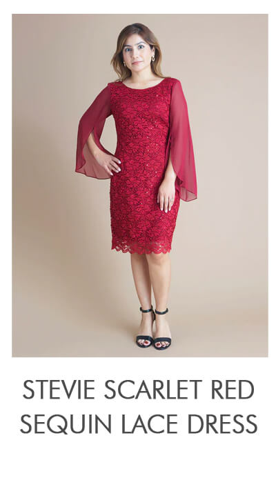 STEVIE SCARLET RED SEQUIN LACE DRESS