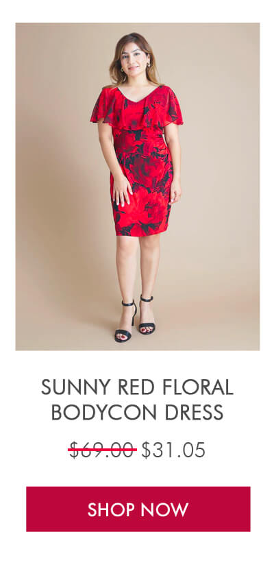 SUNNY RED FLORAL BODYCON DRESS  SHOP NOW