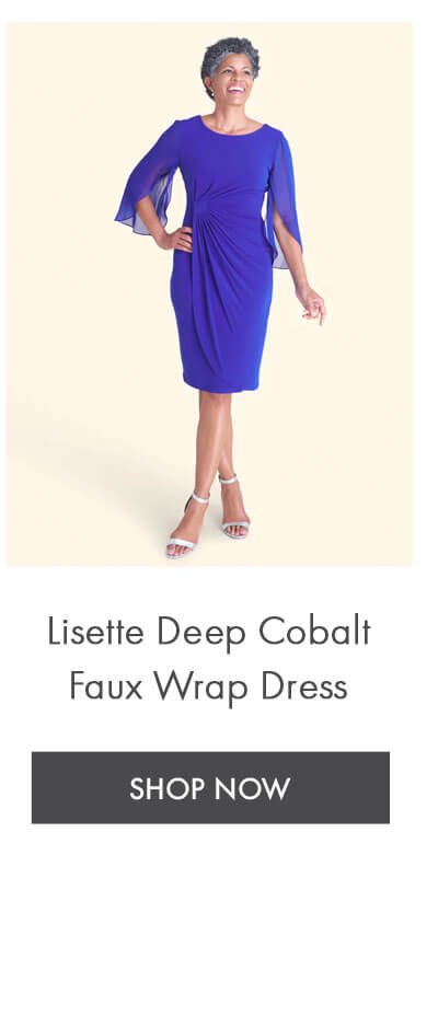 LISETTE DEEP COBALT FAUX WRAP DRESS SHOP NOW