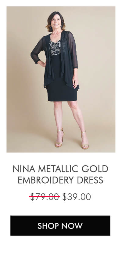 NINA METALLIC GOLD EMBROIDERY JACKET DRESS SHOP NOW