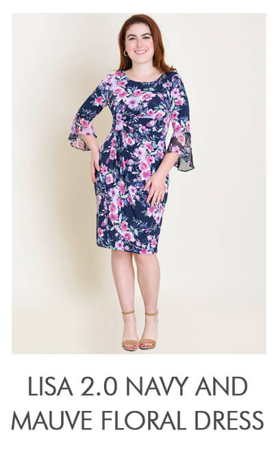 LISA 2.0 NAVY AND MAUVE FLORAL FAUX WRAP DRESS