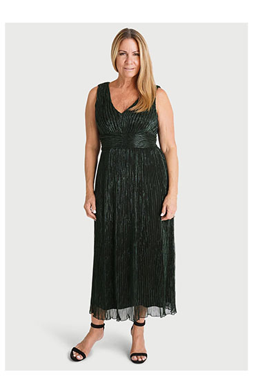 Kenzie Hunter Green Metallic A-Line Dress