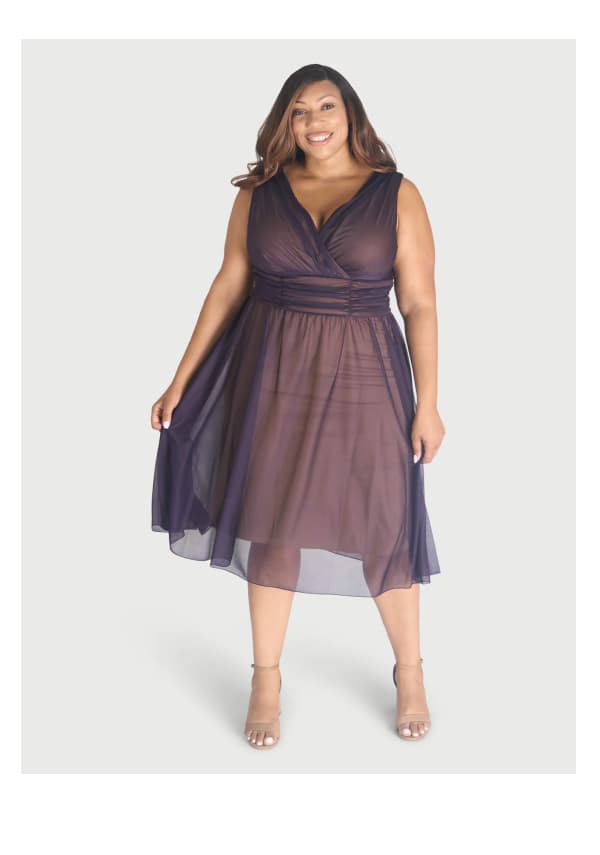 Cora Eggplant Sleeveless A-Line Midi Dress