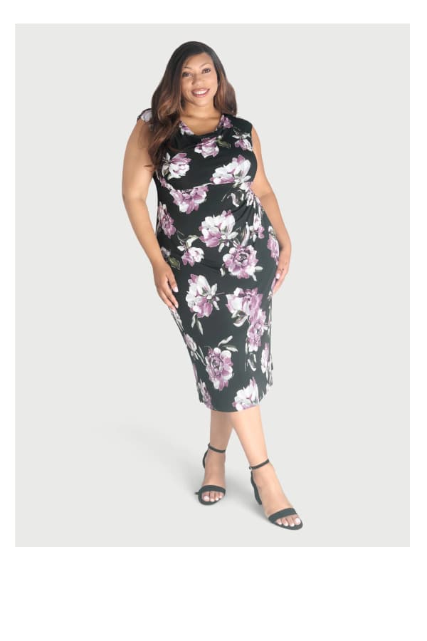 Tonya Plum Cowl Neck Midi Dress