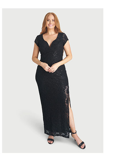 Grace Long Black Sequin Dress