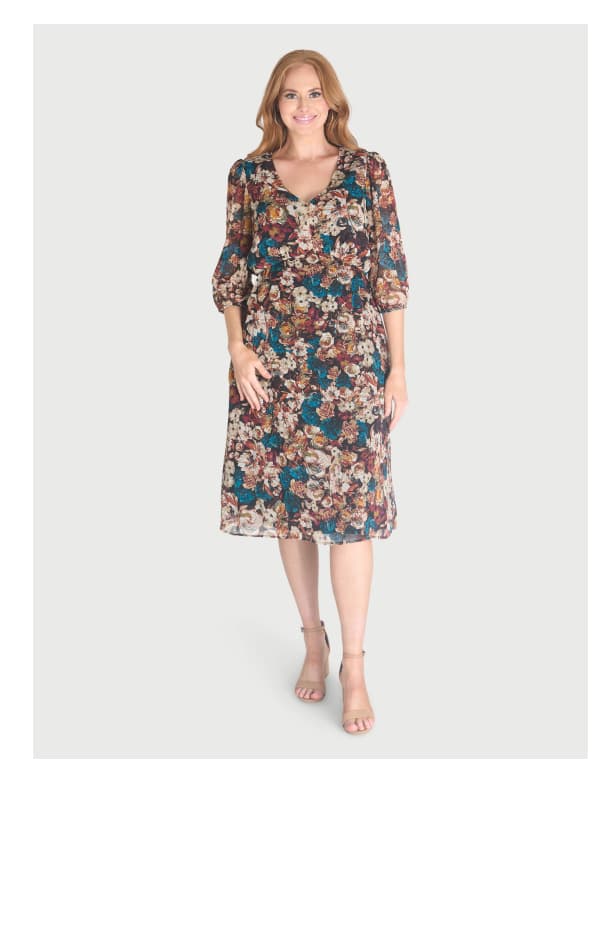 Mindy Mallard Floral V-Neck Dress
