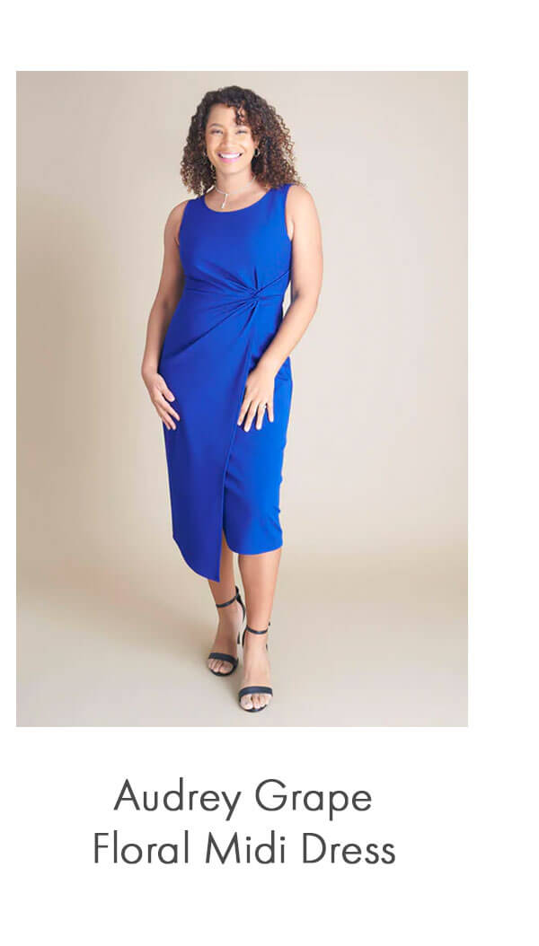 Audrey Grape Floral Midi Dress