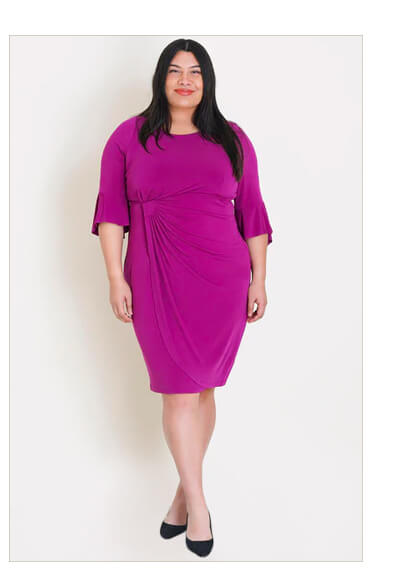 LISA 2.0 MAGENTA FAUX WRAP DRESS