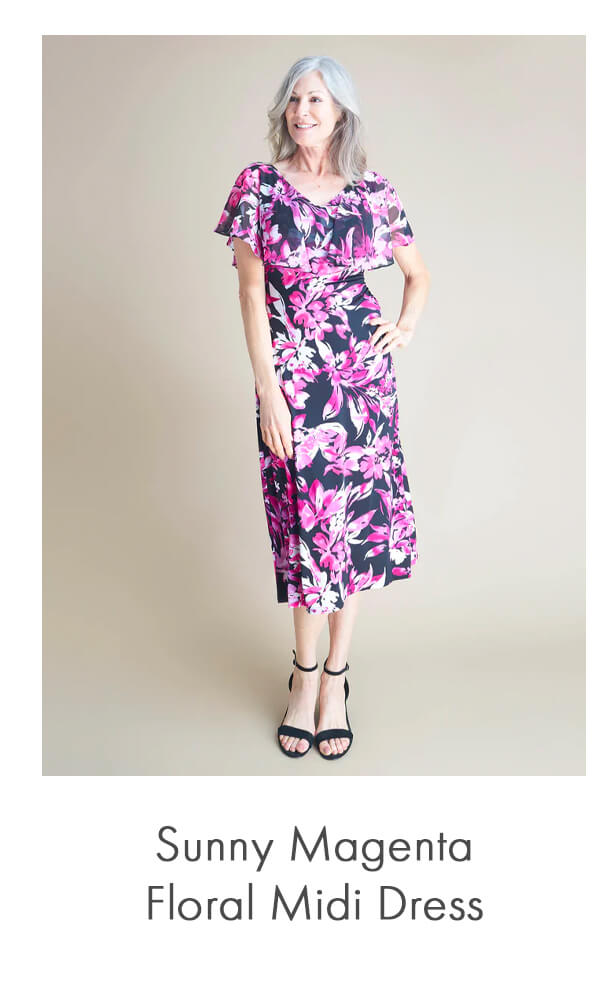 SUNNY MAGENTA FLORAL MIDI DRESS