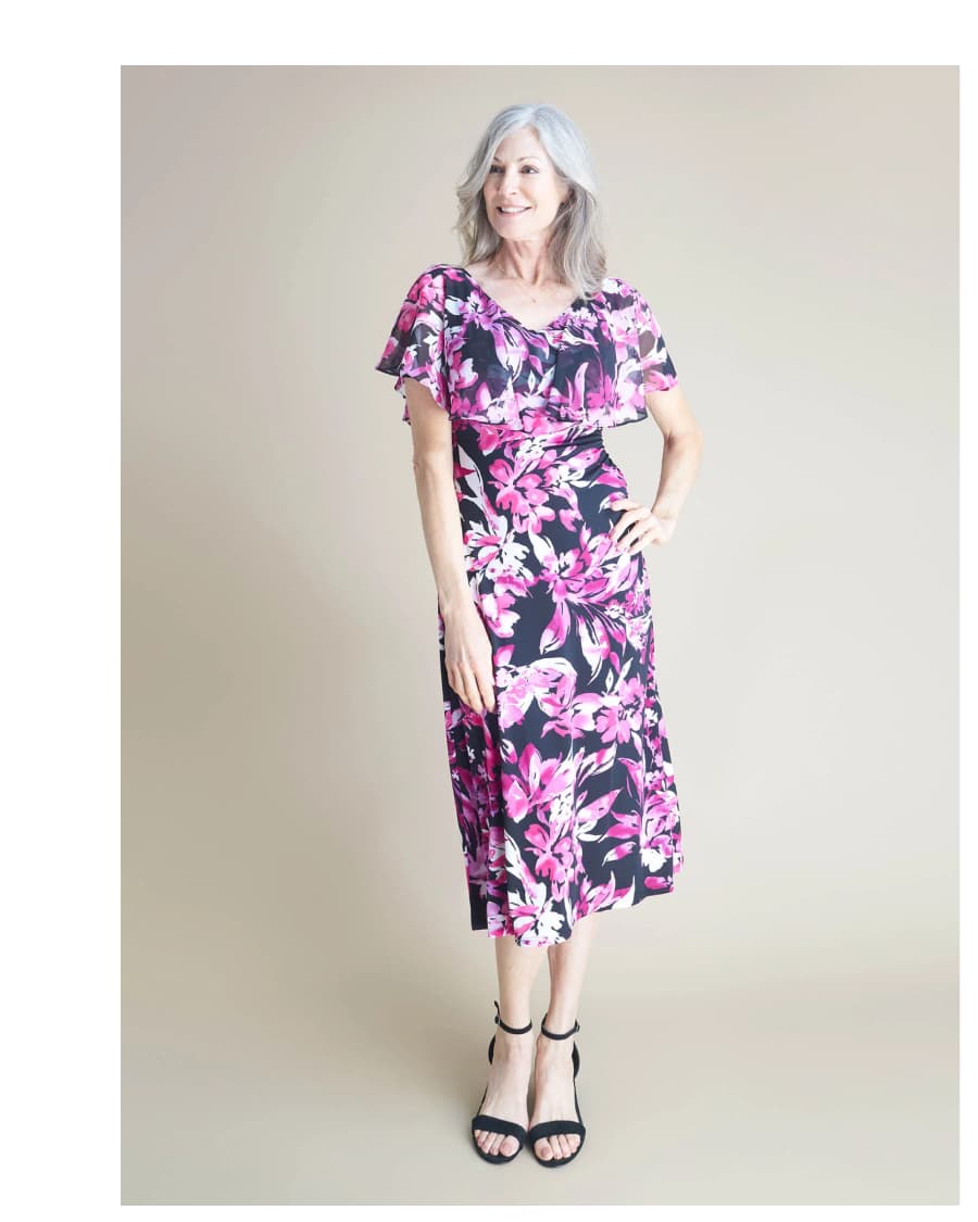 SUNNY MAGENTA FLORAL MIDI DRESS