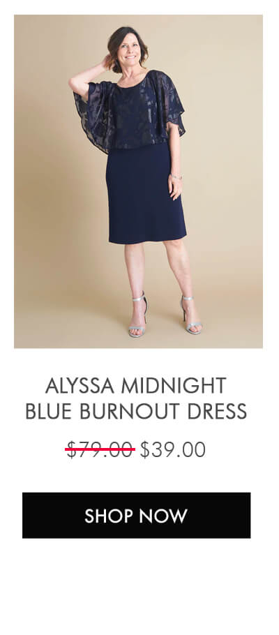 ALYSSA MIDNIGHT BLUE BURNOUT CAPE DRESS SHOP NOW