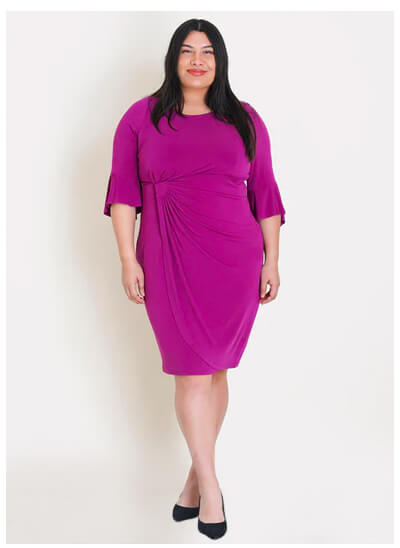LISA 2.0 MAGENTA FAUX WRAP DRESS