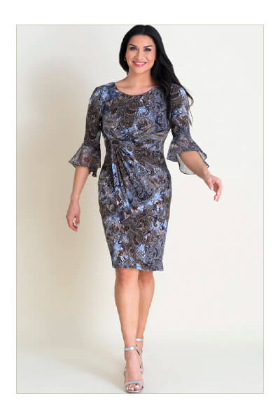LISA 2.0 PAISLEY PRINT FAUX WRAP DRESS