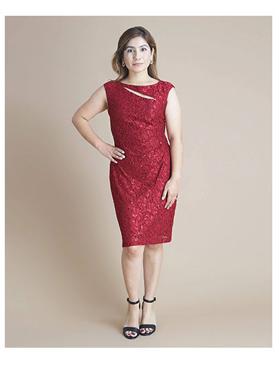 Eliza Scarlet Red Sequin Lace Dress