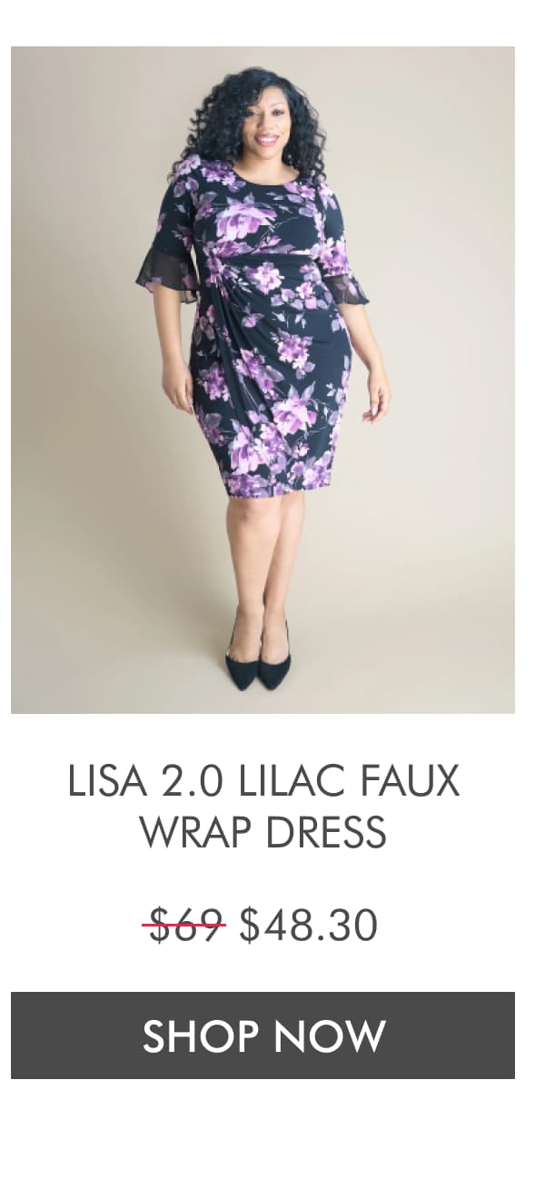 LISA 2.0 LILAC FAUX WRAP DRESS $69 $48.30. SHOP NOW