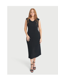 TONYA BLACK COWL NECK MIDI DRESS