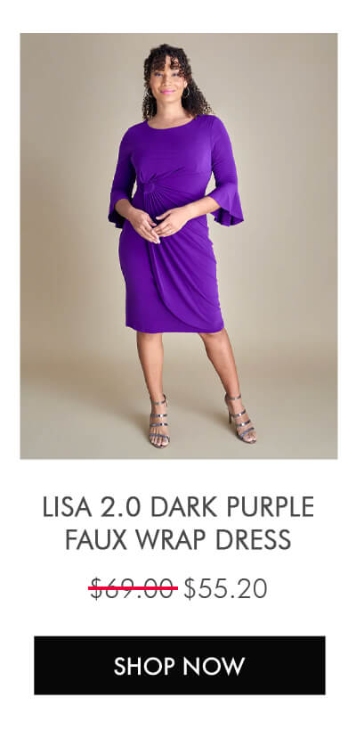 LISA 2.0 DARK PURPLE FAUX WRAP DRESS SHOP NOW