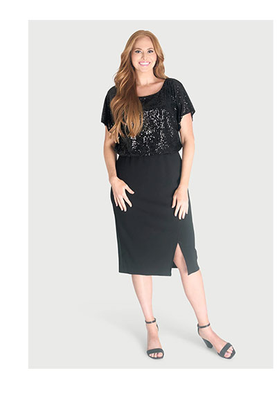 Kitty Black Sequin Popover Dress