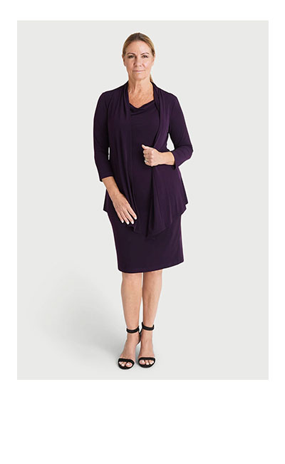 Effie Aubergine Cardigan Dress