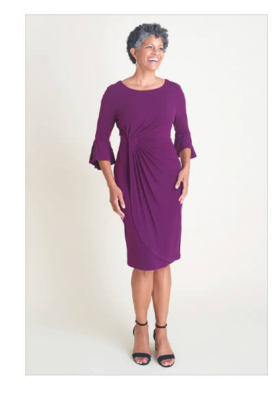 LISA 2.0 DARK PLUM FAUX WRAP DRESS