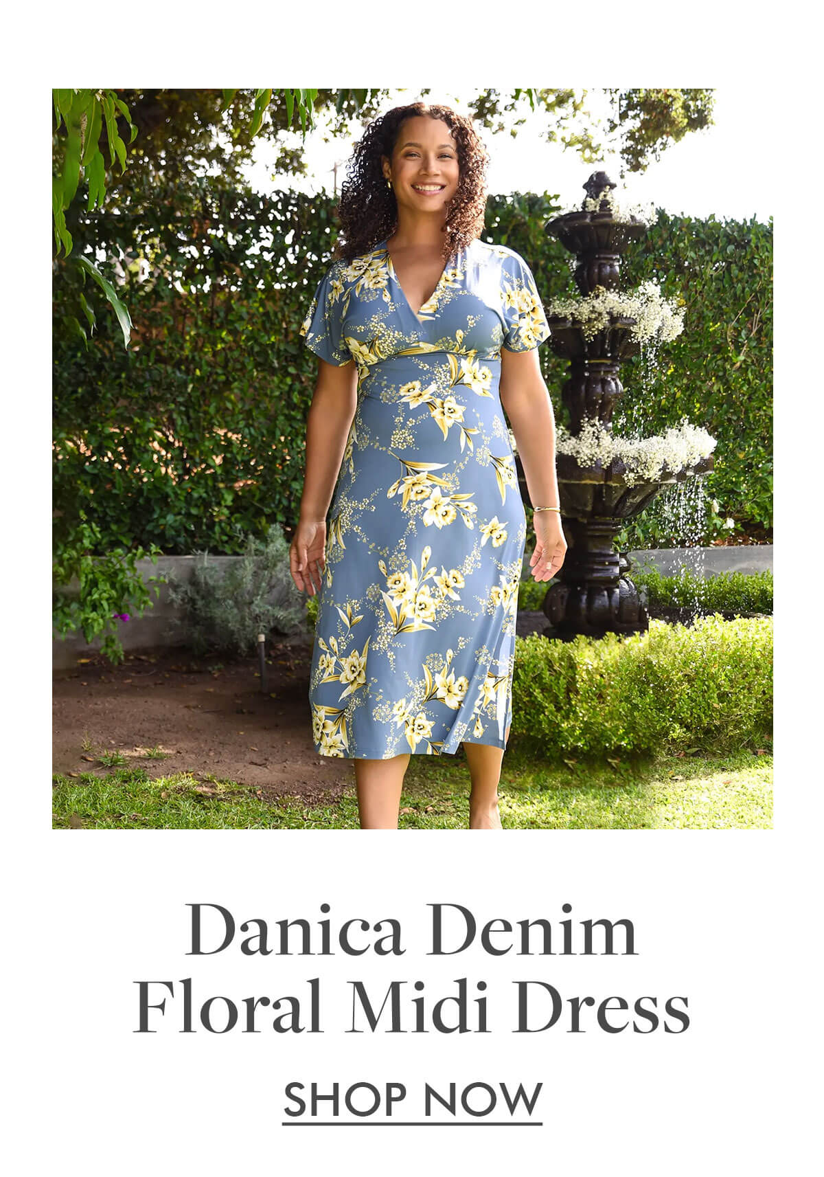 Danica Denim Floral Midi Dress SHOP NOW