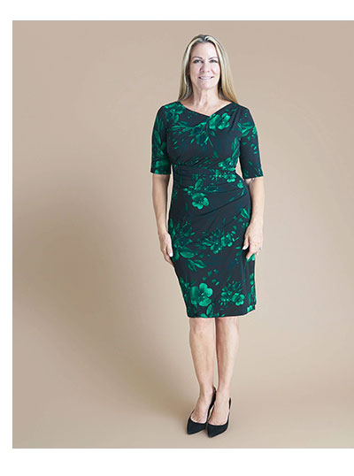 Carrie Hunter Green Asymmetrical Wrap Dress