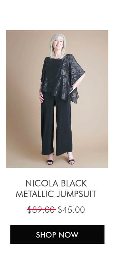 NICOLA BLACK CHIFFON METALLIC JUMPSUIT SHOP NOW