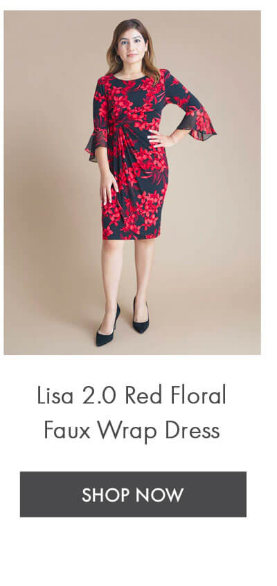 LISA 2.0 RED FLORAL FAUX WRAP DRESS SHOP NOW