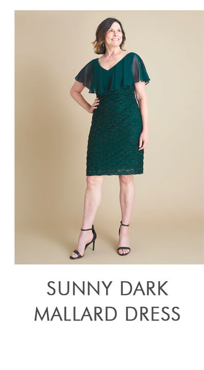 SUNNY DARK MALLARD EYELASH METALLIC DRESS