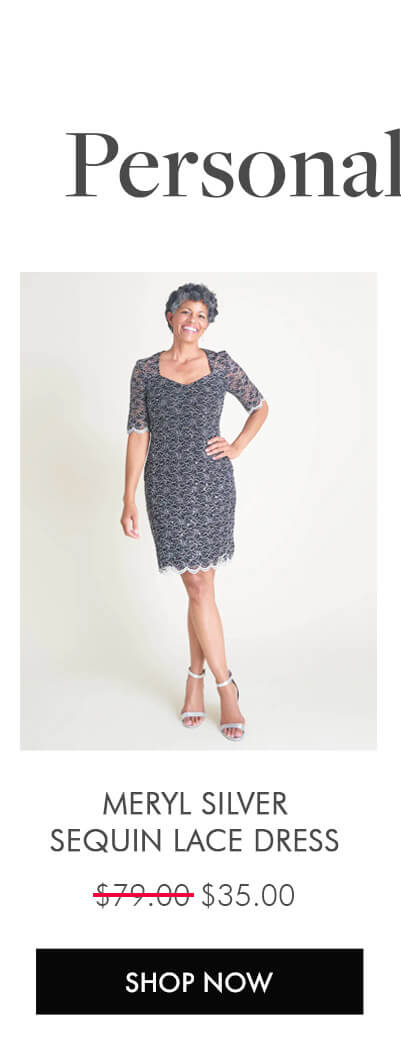 MERYL SILVER SEQUIN LACE COCKTAIL DRESS