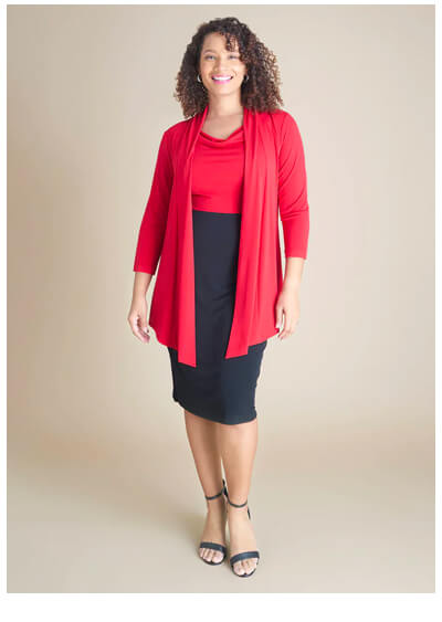 EFFIE COLOR BLOCK CARDIGAN DRESS